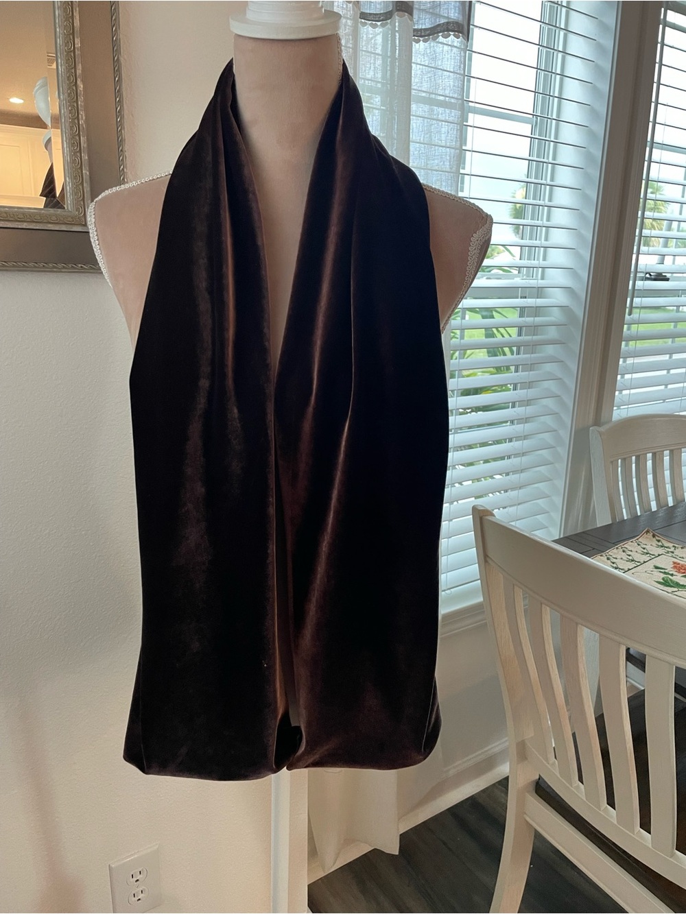 Velvet Scarf in Deep Brown, Signature Studio